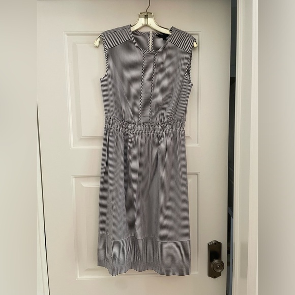 J Crew Gray/Black Striped Midi Shift Dress - Picture 1 of 5